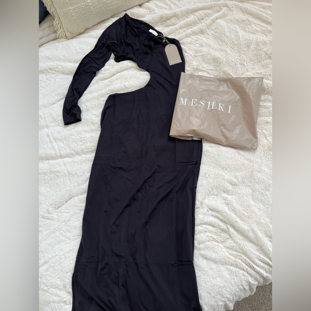 Meshki Joyce One shoulder cut out midi dress